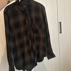 Rails Black and Brown Plaid Button Down Shirt